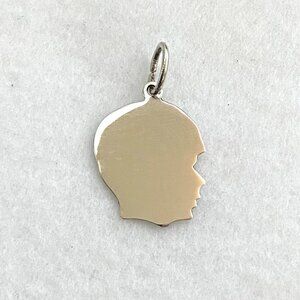 Sterling Silver 925 Male Boy Child Silhouette Profile Engravable Charm Pendant